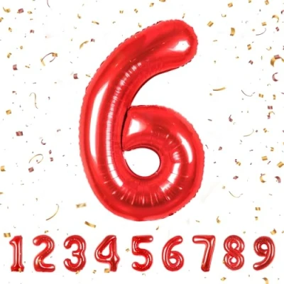 Image of Number Balloons 6,Red 6 for Birhtday Party Decoration,40 Inch Giant Helium Foil Boys Girls 6th Birthday Decor Anniversary Decorations Supplies