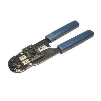 Image of RJ 45 hand crimp tool for 8P8C use, crimps, Strips and cuts Modular plug, crimp, strip cutting flat round cable