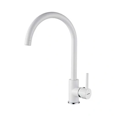Image of GRIFEMA GRIFERÍA DE COCINA G400W Black Single Lever Kitchen Sink Mixer Tap with 360 Degree Swivel Spout, 3/8 Inch Hose, Chrome