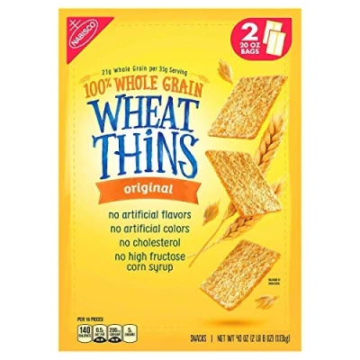 Image of Nabisco Wheat Thins Original Snack Crackers 11 gram Whole Grain 2 Bags of 20