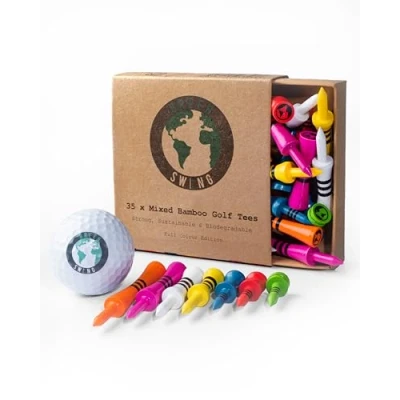 Image of Green Swing Bamboo Golf Tees Mixed Sizes Strong Sustainable Biodegradable Seven Castle 35pcs