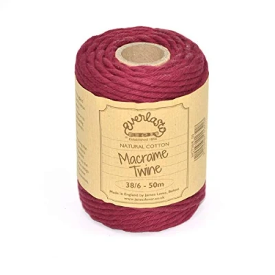 Image of 50M Spools Everlasto Single Twist Soft Cotton Coloured Macrame Craft Twine 38/6 (4mm approx) (Burgundy)