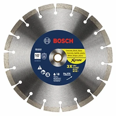 Image of BOSCH DB1041E 10 In. Xtreme Segmented Rim Diamond Blade with 5/8 In., 7/8 Arbor for Fast Cut Wet/Dry Cutting Applications in Concrete, Brick, Stone