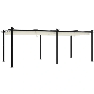 Image of vidaXL Garden Gazebo with Retractable Roof Cream 3x6 m Aluminium
