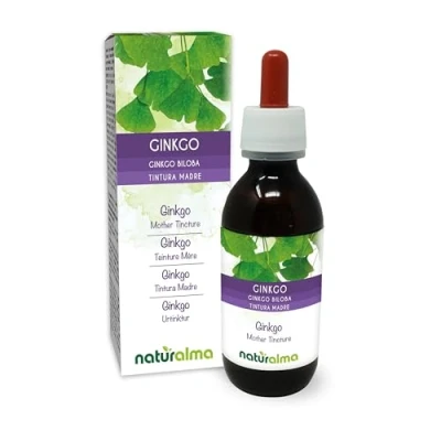Image of Ginkgo (Ginkgo biloba) Leaves Alcohol Free Mother Tincture Naturalma Liquid Extract Drops 120 ml Food Supplement Vegan