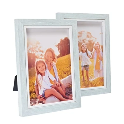Image of Donmills 6x4 Photo Frame Grey Wooden Multiple Picture with White Thick Edge 4x6 Multi Frames for Wall Desk Decor Family Friends Gifts