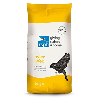Image of RSPB Nyjer seed Wild Bird Food 900 grams, Ideally Used in a Hanging Feeder, Niger Seed, Supporting The RSPB, Can Attract Goldfinches, Greenfinches &amp; Siskins