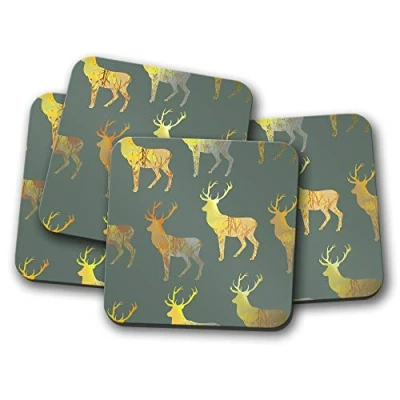 Image of 4 Set Majestic Stag Coaster Wildlife Deer Pretty Fun Mum #13000