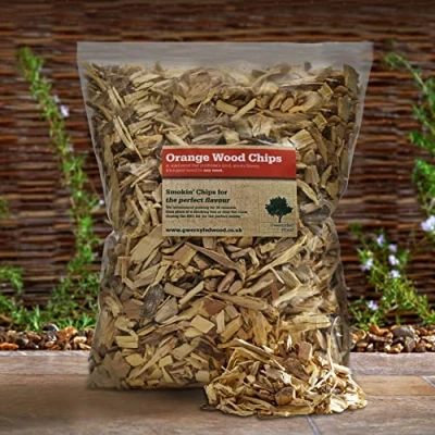 Image of Smoking/Smoker Wood Chips Jumbo 4.5 Litre Bag (24 Great Flavours 100% Natural Nothing Added) Smoking Food in a Smoker/BBQ Many from our own Woodland (Orange)