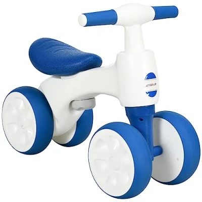 Image of AIYAPLAY Baby Balance Bike, Lightweight First Training with Anti Slip Handlebars, Four Wheels, No Pedals, for Ages 18 36 Months Blue
