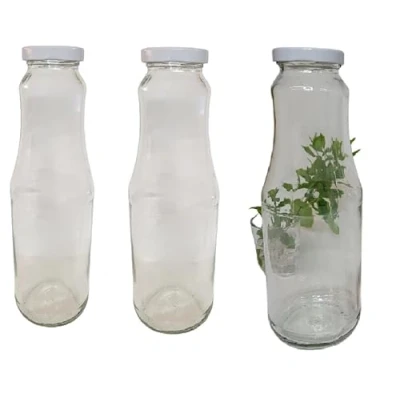 Image of DIAH DO IT AT HOME 16 x Empty Glass Jars Bottles 1L &#039;KUBUS&#039; 1000ml &amp; WHITE Lids Drinkware Storage Milk Kefir Juice Wine Tincture Kombucha (16)