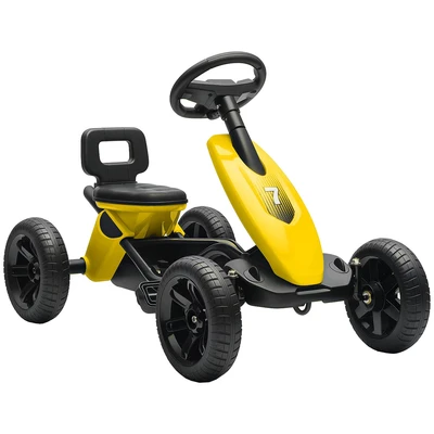 Image of AIYAPLAY Pedal Go Kart for Kids with Silent EVA Wheels, Metal Frame Yellow