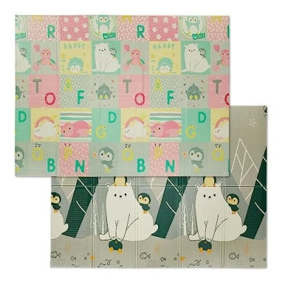 Image of Folding Playmat, Animal Design, Non Toxic, Wipe Clean, 195 x 146 cm, Baby &amp; Toddler, xlpe Foam, Multicoloured Relaxdays