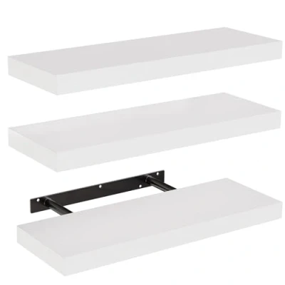 Image of STOREMIC Floating Shelves, Shelves for Wall, 3 White Screw Mounted, Modern Decorative Display Wall with Easy Installation Bathroom, Bedroom, Office, Living Room, etc