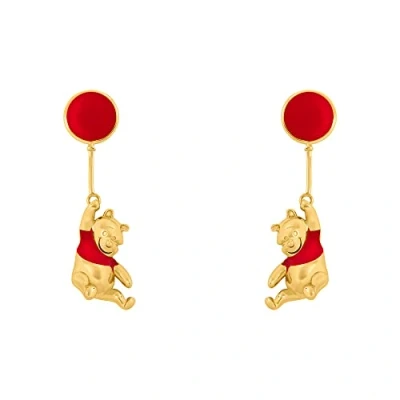 Image of Disney Winnie The Pooh Red and Gold Coloured Floating Balloon Earrings EF00861YL