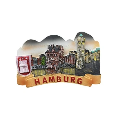 Image of Hamburg Germany 3D Refrigerator Magnet Souvenir Resin Collection,Hamburg Fridge Gift Magnetic Sticker Home Kitchen Decoration