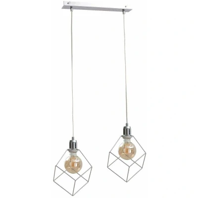 Image of Ruben Bar Pendant Ceiling Light Silver, 50cm, 1x E27