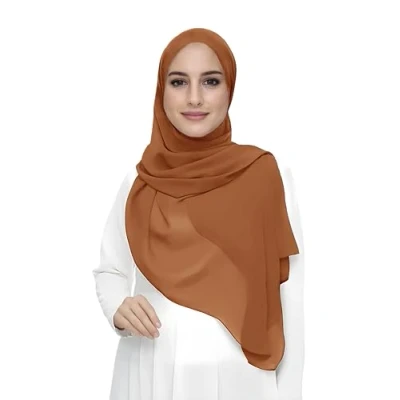 Image of Premium Chiffon Hijab Head Scarf Shawl Wrap for Muslim Women Lightweight (Copper)