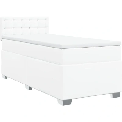 Image of vidaXL Box Spring Bed with Mattress White 80x200 cm Faux Leather
