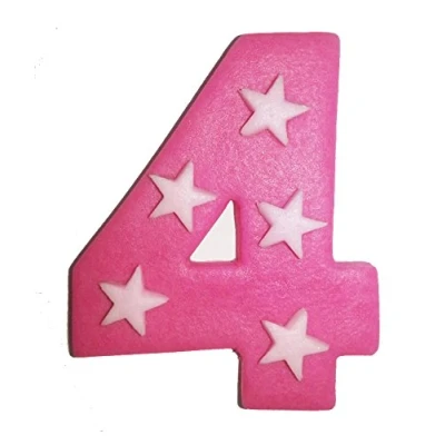 Image of 6.5cm x 5cm Pink Sugar Number With Stars: 4