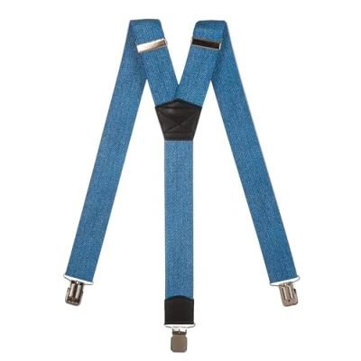 Image of Olata Men&#039;s Heavy Duty Printed Y Shape Braces/Suspenders, 4cm Denim B