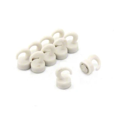 Image of first4magnets™ F4MK12 10 Magnet Expert White Plastic Mini Magnetic Hooks 1kg Pull ( 12mm dia x 20mm tall ) Pack of