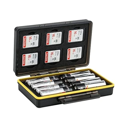 Image of JJC SD Card Holder &amp; AA Battery Storage Case Protector Box for 6 SDHC SDXC Memory Cards + 12 Micro TF 8 Batteries