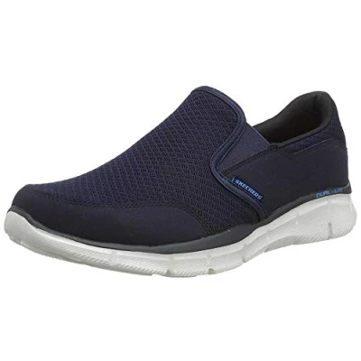 Image of Skechers Men&#039;s Equaliser Persistent Low Top Sneakers, Navy Mesh/ Duraleather/ Trim, 12 UK