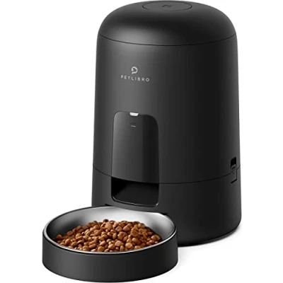 Image of PETLIBRO Automatic Cat Feeder, Battery Operated Food Dispenser with 180 Day Life, AIR Cordless Timed Pet Feeder for &amp; Dog, 2L Auto Black