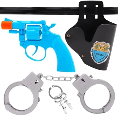 Image of Toyland® 14cm (5.5&quot;) 8 Shot Cap Pistol Play Set With Holster and Hand Cuffs Role &amp; Fancy Dress Toys Ages 3+