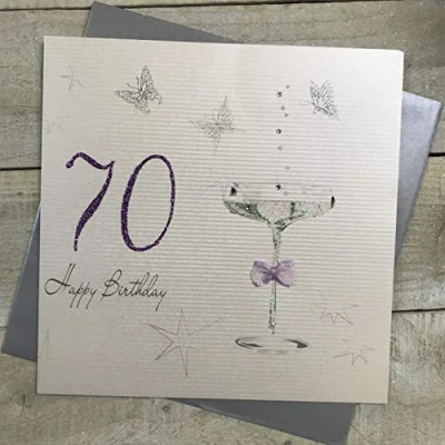 Image of White Cotton Cards Large Handmade 70th Happy Birthday Card, XXBDA70