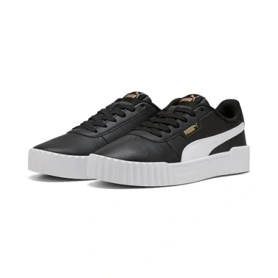 Image of PUMA Women&#039;s Carina 3.0 Sneaker, Black White Gold, 7.5 UK