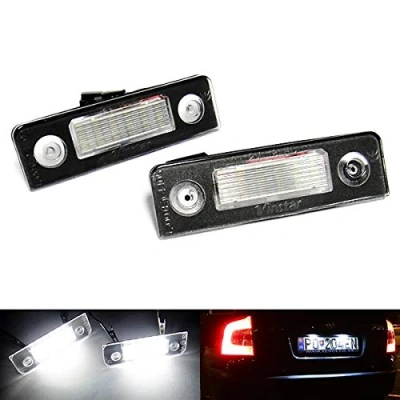 Image of RZG 2x LED Licence Number Plate Light White Canbus For 2004 13 Octavia II estate 1Z 2006 15 Roomster 5J