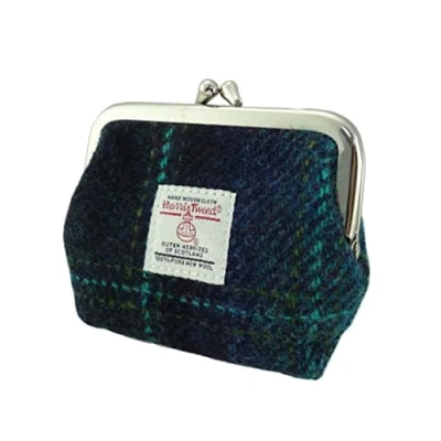 Image of Glen Appin Small Clasp Purse Eigg (Colour 119 Blue/Turquoise Check)