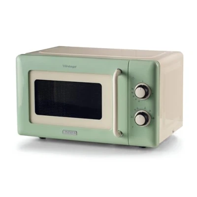 Image of Ariete 800W 20L Vintage Mechanical Microwave, 5 Power Levels, 30 Minute Timer, Cooking End Signal, Ideal for Heating, and Defrosting (Green)