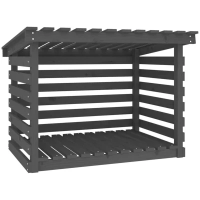 Image of vidaXL Firewood Rack Grey 108x73x79 cm Solid Wood Pine