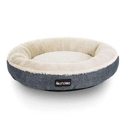 Image of Feandrea Dog Bed, Cat Donut Shape, 65 cm Dia, Dark Grey PGW065G01