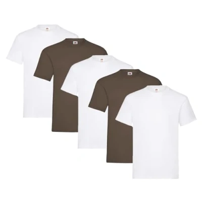 Image of Fruit of the Loom Men&#039;s T Shirt, Heavy Cotton, M, L, XL, XXL, 3XL, Various Colour Sets, Pack 5, M