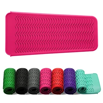 Image of ZAXOP Resistant Silicone Mat Pouch for Flat Iron, Curling Iron,Hot Hair Tools.(Hotpink)