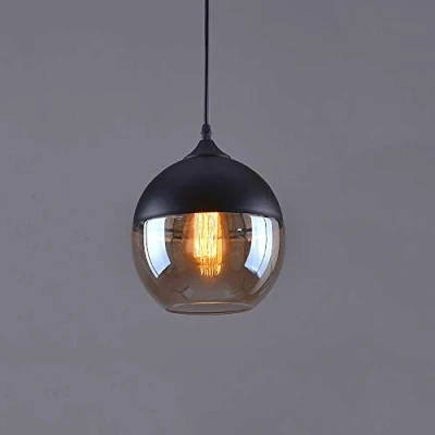 Image of Ganeep Nordic Modern Loft Hanging Glass Pendant Lamp Fixtures E27 E26 LED Lights for Kitchen Restaurant Bar Living Room Bedroom (Color : Amber C)