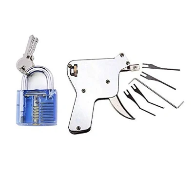 Image of Loboo Idea Multi Lock Pick Gun, Locksmith Door Opener Tools with Blue Prastice Lock, Repair Tool Kit, Bump Key