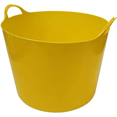 Image of Whitefurze 39 Litre Flexi Tub Bucket Storage Log Basket Builders Yellow