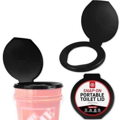 Image of 72HOURS Portable Snap on Toilet Seat with Lid for 5 Gallon Bucket