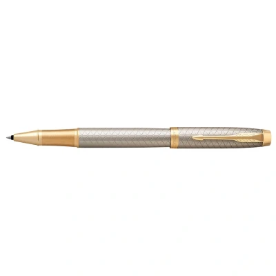 Image of Parker IM Rollerball Pen Premium Warm Silver Fine Point Black Ink Gift Box