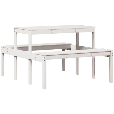 Image of vidaXL Picnic Table White 110x134x75 cm Solid Wood Pine