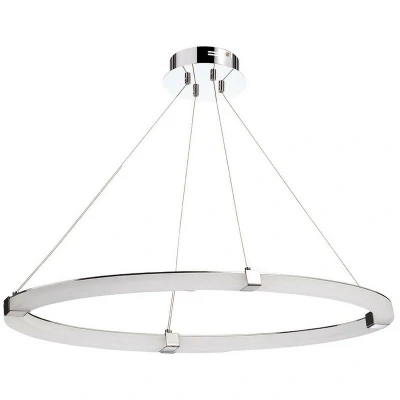 Image of TaccÃ­a Pendant 28W LED Oval 3000K, 2500lm, Polished Chrome/Frosted Acrylic