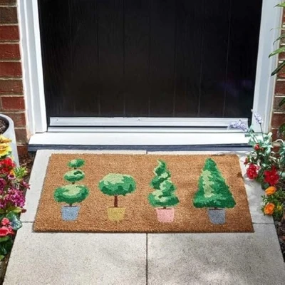 Image of Garden Mile Decoir Doormat Door Mats Natural Look Slip Resistant PVC Backing Safe Anti Indoor Outdoor Use (Patio Pots)