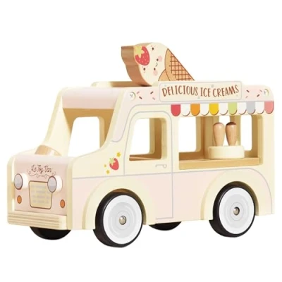 Image of Le Toy Van Wooden Doll House Dolly Ice Cream Play Set For Dolls Houses Daisylane Furniture Sets Suitable Ages 3+