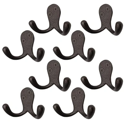 Image of EAI Twin Robe Hook Cast Iron 48mm Self Colour Laquered Pack of 8