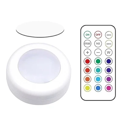 Image of tinysiry LED Puck Lights with Remote Control, RGB Dimmable Cabinet Lamp Kitchen Counter Night Light, 3 AA Battery Operated Colors Changeable Under 1pcs